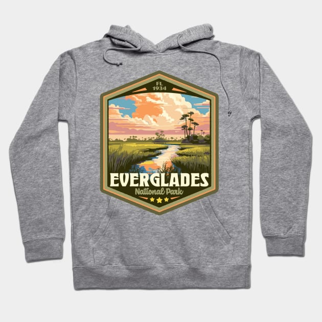 Everglades National Park Vintage WPA Style National Parks Art Hoodie by GIANTSTEPDESIGN